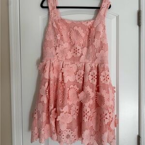 Lilly Pulitzer Pink Floral Appliqué Lace Romper